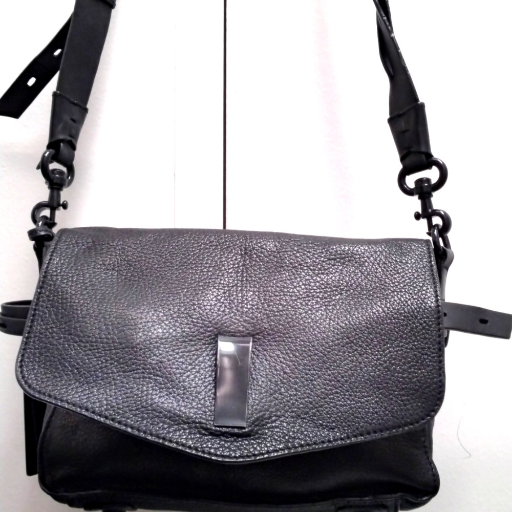 Joy Grayson blacke pebbled gennuine leather crossbody handbag